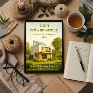 Obrazek ebooka Dom zrównoważony wyświetlana na tablecie – ekologiczny i energooszczędny dom jednorodzinny